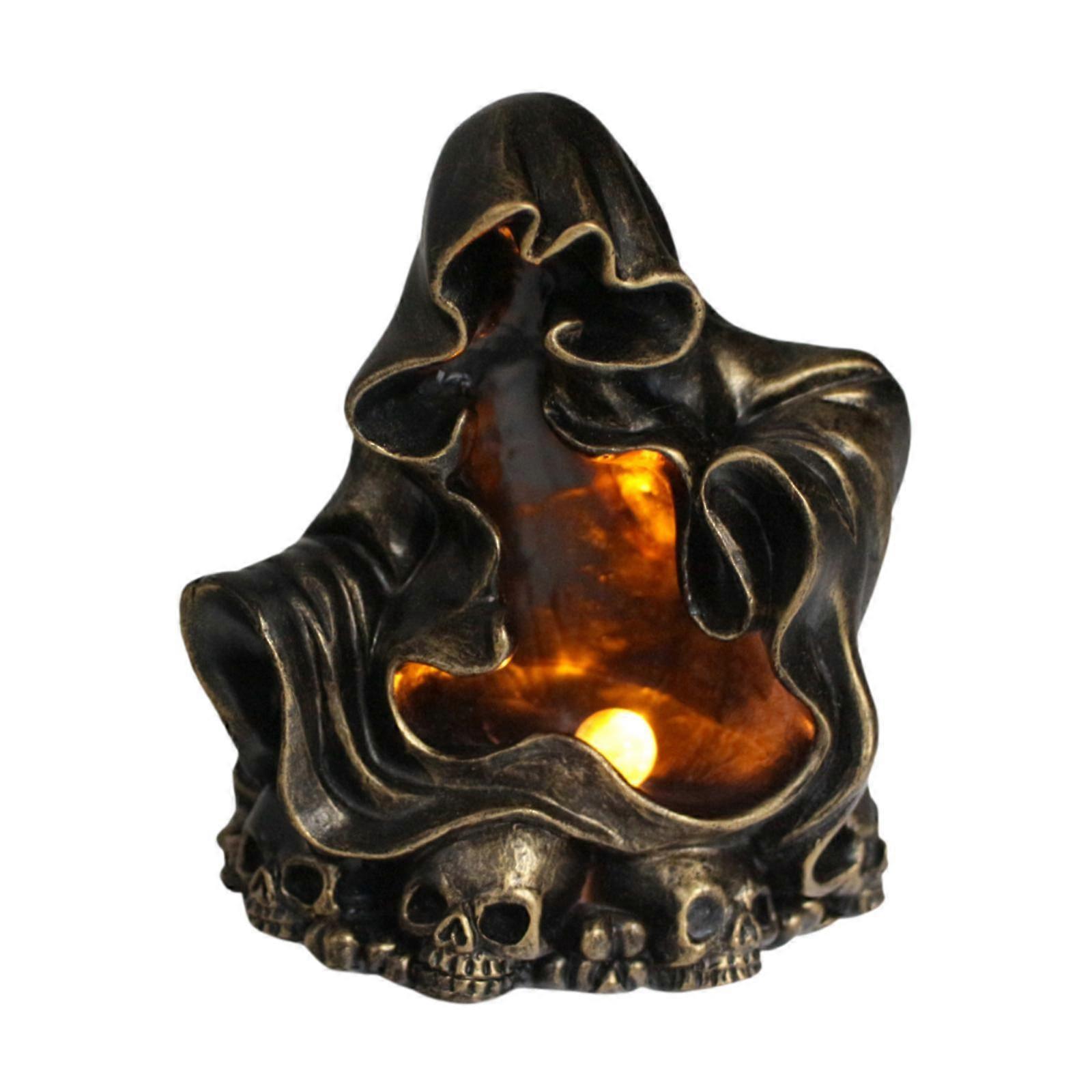 Skull Statue with Light Skeleton Halloween Decoration for Party Patio Indoor