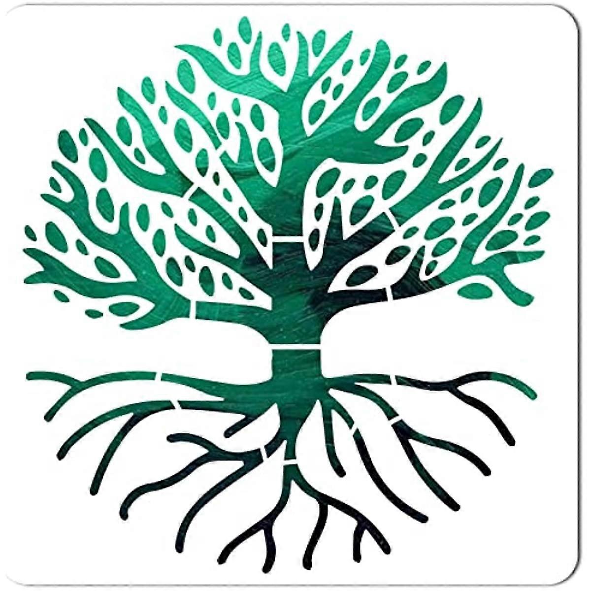 Tree of Life Pattern Stencil Template Large Reusable Decoration Sign Square Tree Stencils for Painting on Wood Wall Scrapbook Card Floor and Tile Draw