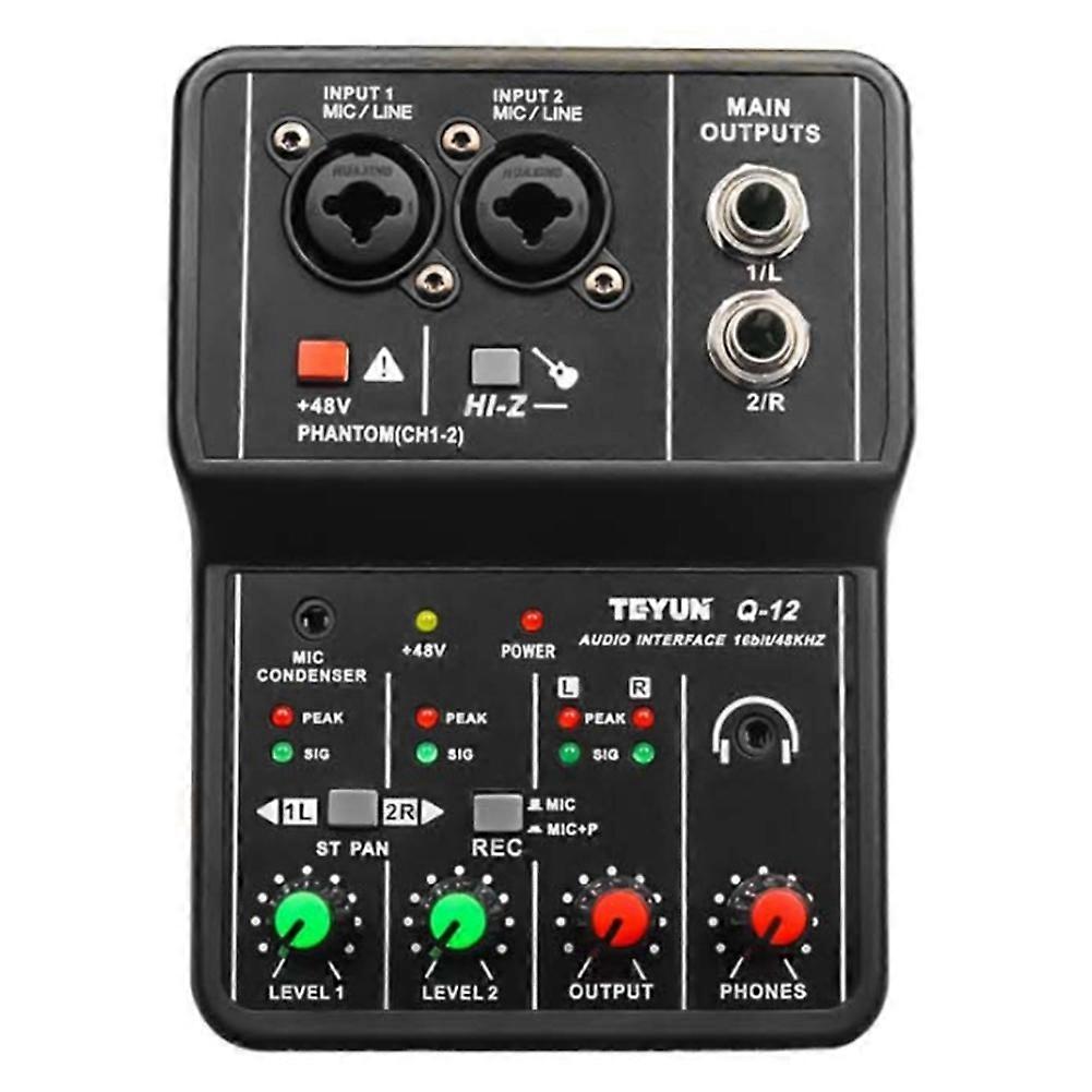 Q-12 Sound Card Audio Mixer Sound Board Console Desk System Interface 4 Channel 48V Power Stereo C