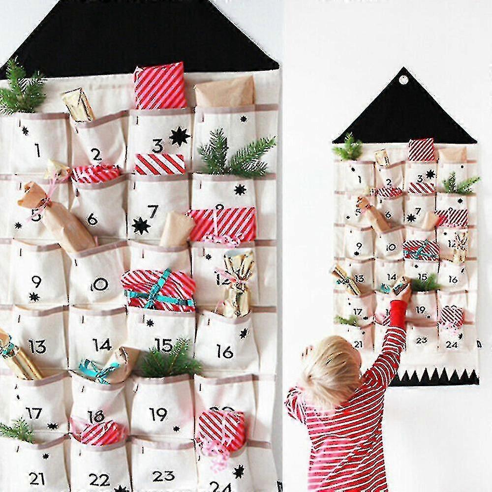 24 Advent Calendar Christmas Countdown Xmas Hanging Pockets Gift