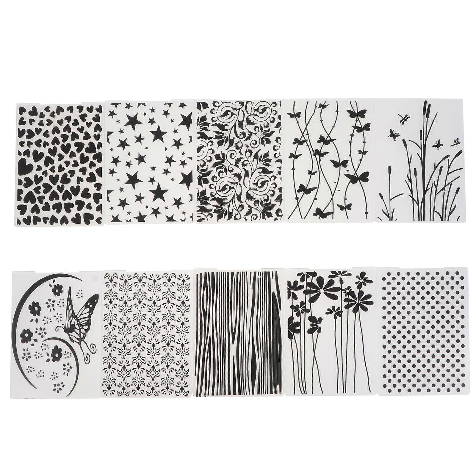 10pcs DIY Plastic Embossing Template Stencil Folder for Album Scrapbooks