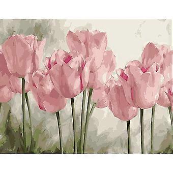 YEESAM ART Dipingi Con I Numeri Per Adulti - Kit Tela Fenicottero E Fiori 50x40 Cm - Colori Acrilici E Pennelli Inclusi - Regalo Creativo