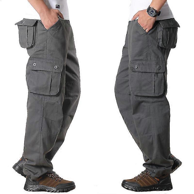 Män Bekämpa Last Långbyxor Arbetsbyxor Lösa Militära Multi-pockets Bottnar
