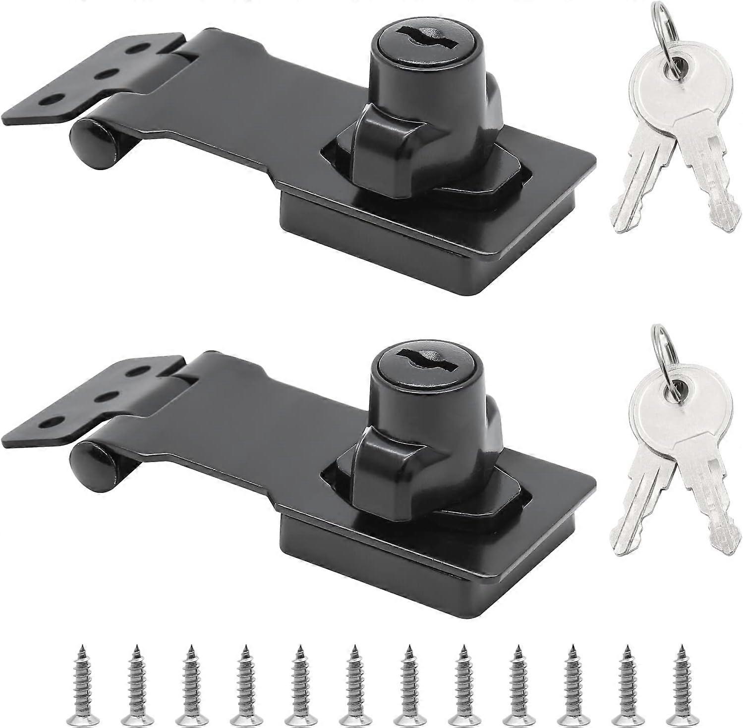 2 PCS2.5-4 Inch Keyed Hasp Locks, Twist Knob Keyed Locking Hasp, Stainless Steel Hasp Latches, Hasp Lock Catch Latch with Keys