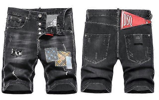 Men Short Jeans New Summer Blue Black Dsq2 Hole Blue And Black Jeans Stretch Good Quality