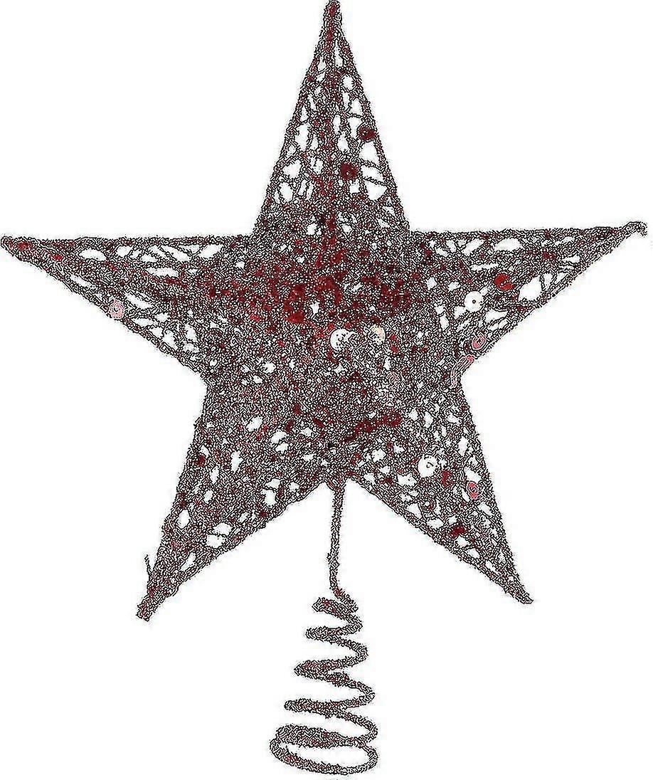Christmas Tree Star Topper 20cm Glittered Tree-top Ornament Party Decor, Red