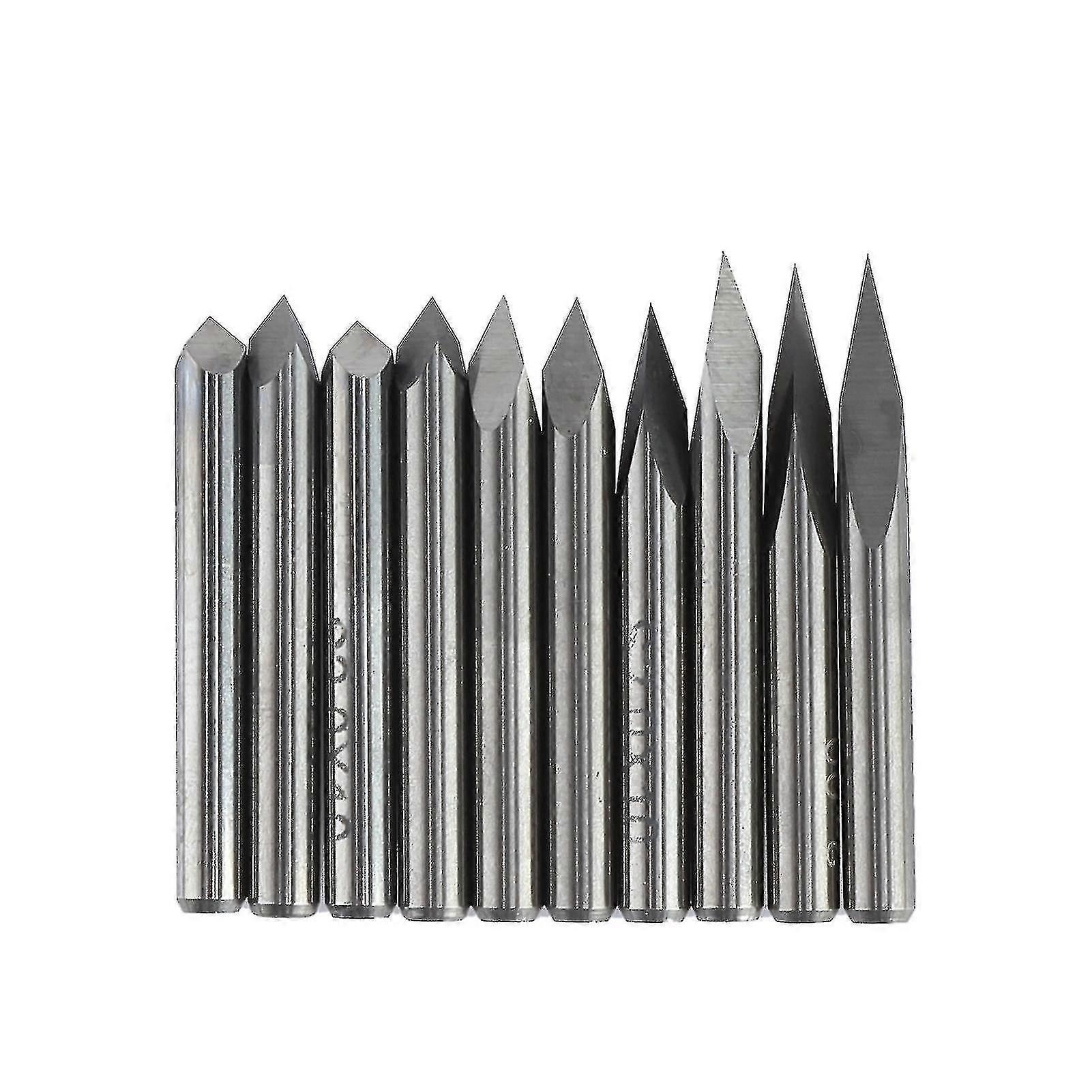 2024 10pcs 3.175mm Engraving Bits No Burrs Sharp Cutting Round Shank Assorted Flat Bottom Carving Cutter Kit For Cnc Machine
