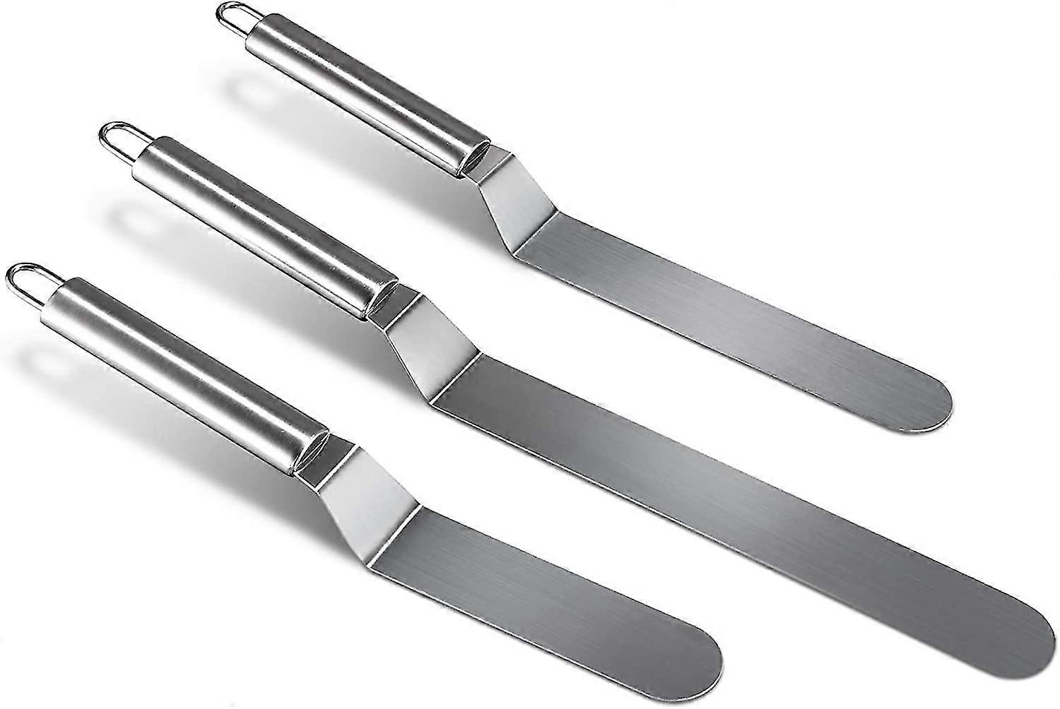 سكين كعكة سكين كعكة 3 قطع من الفولاذ المقاوم للصدأ لوحة زاوية مجموعة في سكين زجاجي مقاوم للصدأ سكين مطبخ احترافي