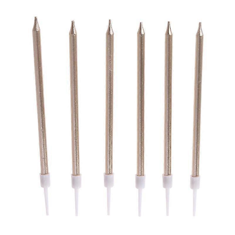 6pcs Glitter Golden Plated Slender Cake Candles For Birthday Party Celebrations (Golden)