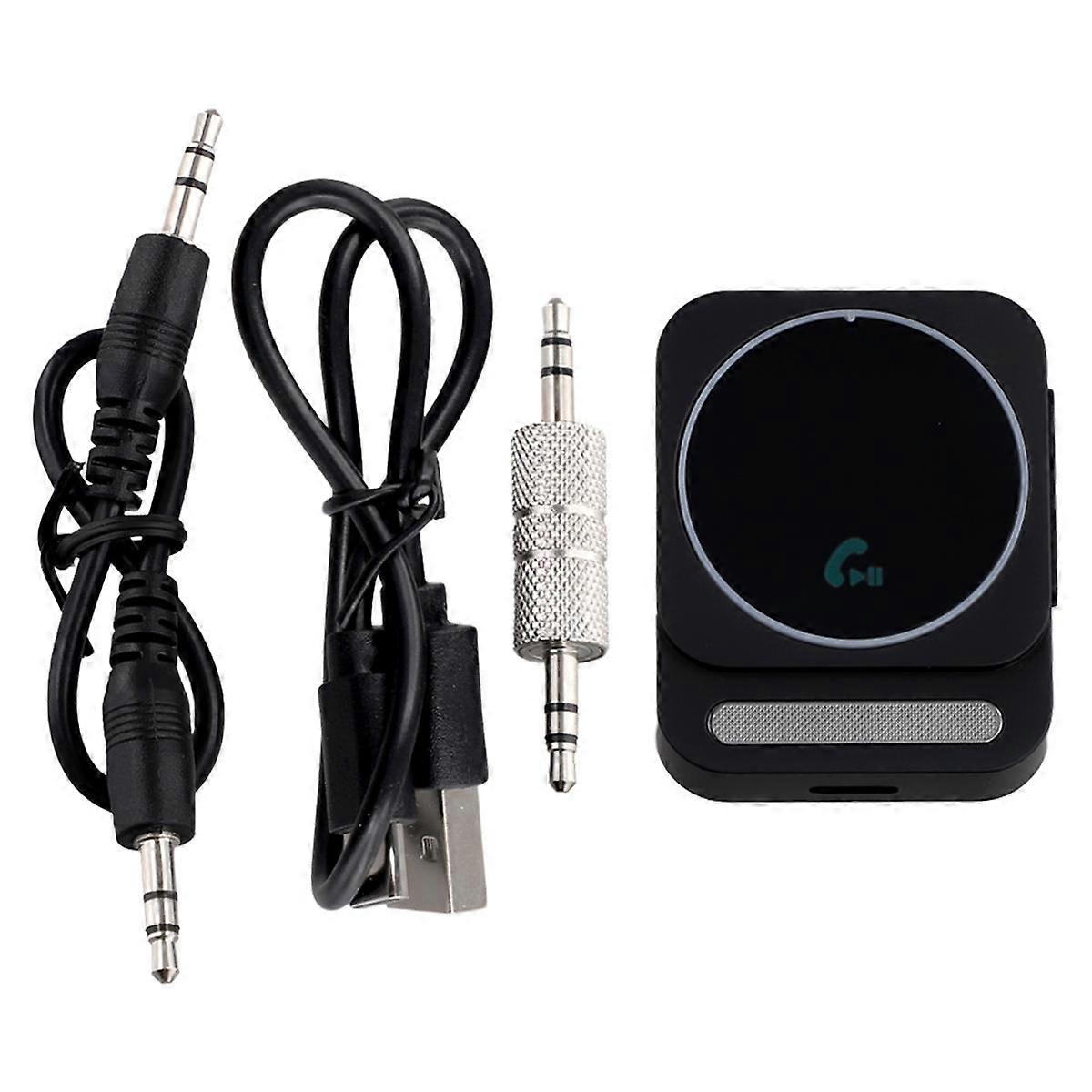Bluetooth 5.3 AUX Car Adapter Bluetooth Audio Receiver Cancelling Car Music Adapter Built-in Mics Hands-Free Black