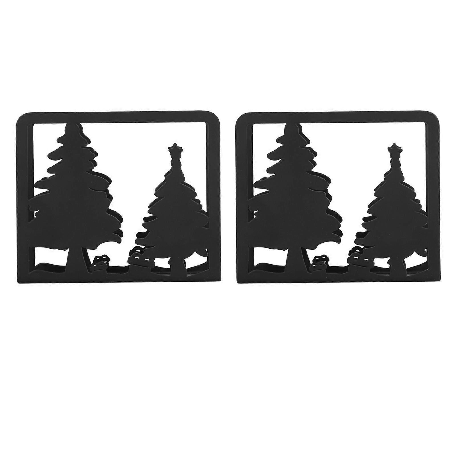2pcs Tree Napkin Holder Hollow Out Tree Pattern Thickened Nonslip Stainless Steel Napkin Holder with Stable Bottom for Party Christmas Trees