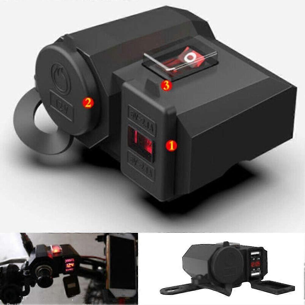 Motorcycle Cigarette Lighter Socket with Dual USB Port