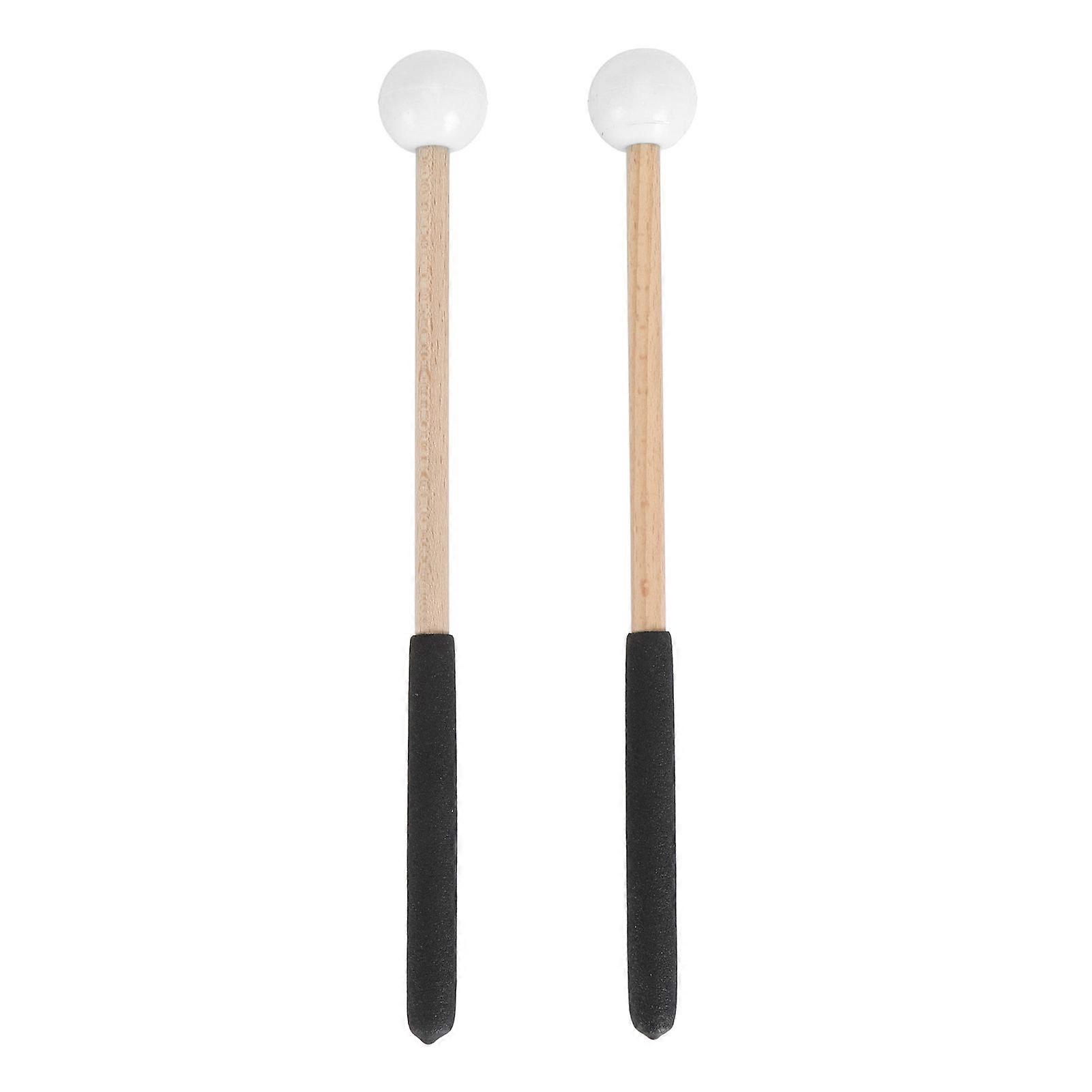 1 Pair Percussion Mallet Rubber and Maple Multifunctional Tongue Drum Mallet for Concert White
