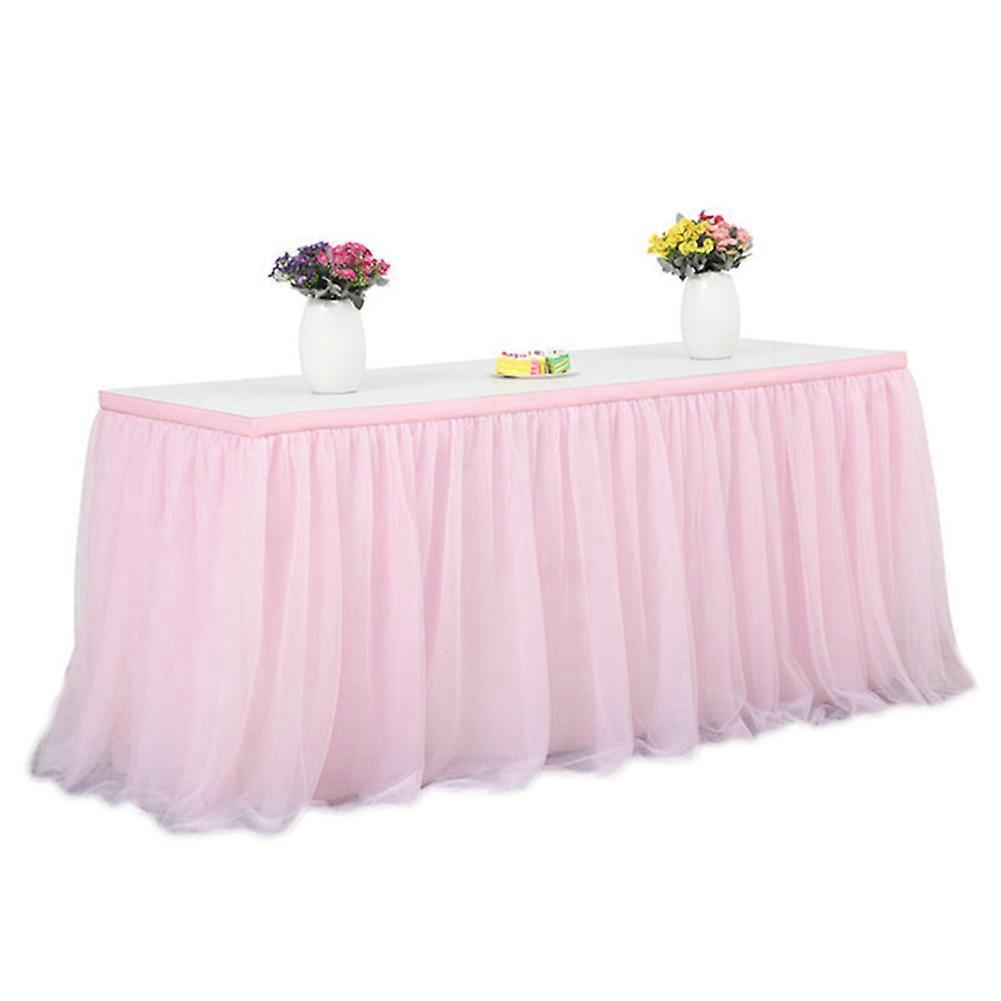 Wedding Decoration Tulle Table Skirt Solid Color Tableware Cloth for Rectangle Round Table Party