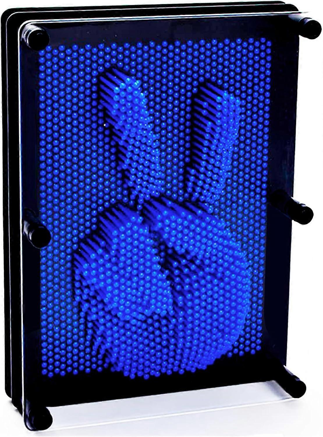 3D Pin Art Intellectual Fun Toy Blue Plastic Pin Art Palm Board Push Pin Toy (Blue-6 x 8 Inches)