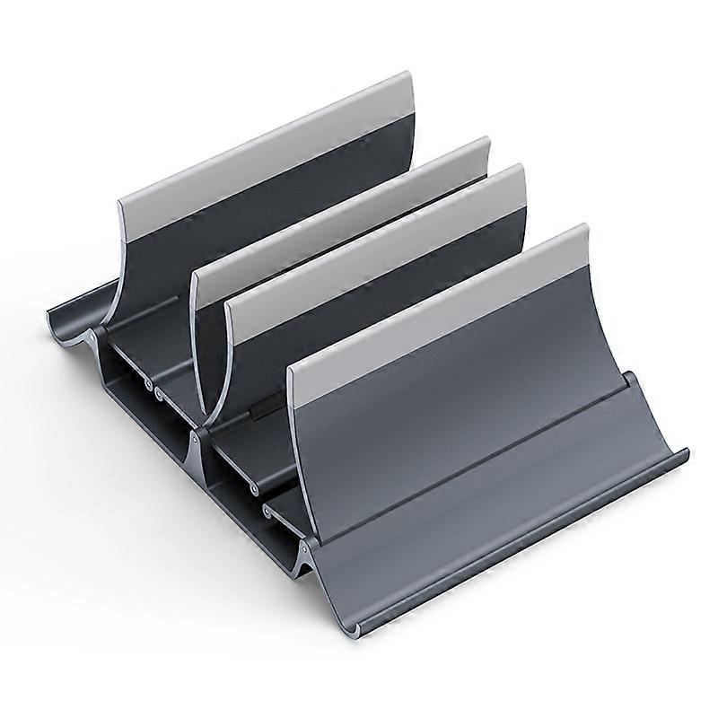 Vertical Laptop Stand Phone Tablet Holder Desktop Automatic Double Storage Shelf