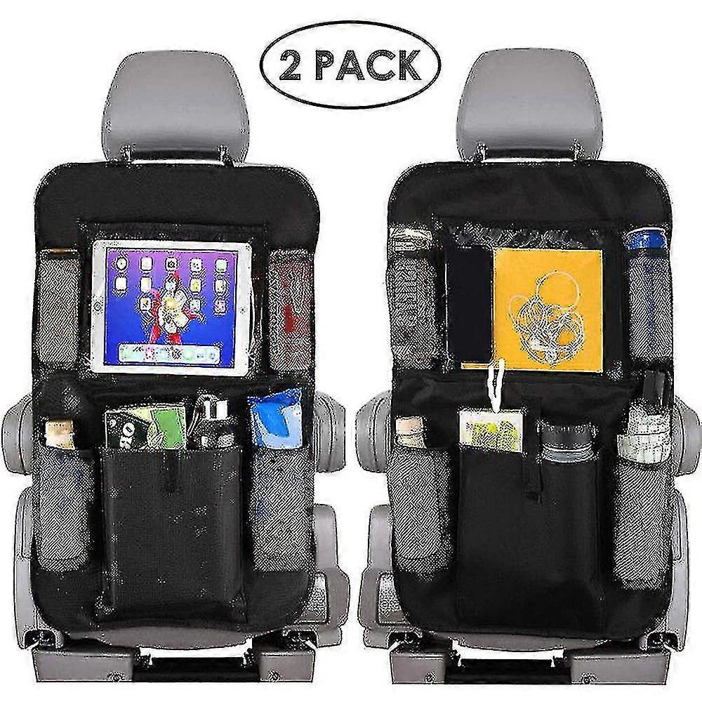 2 Pack Car Backseat Organizer Protector Kick Mat With Touch Screen