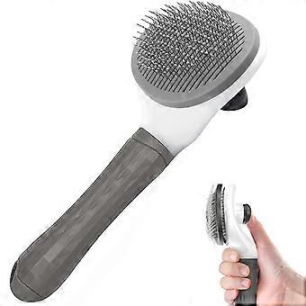 Pet Shedding Tool Gently Removes Long Short Hair Brush For Dogs Cats Massage-self Cleaning (blue)