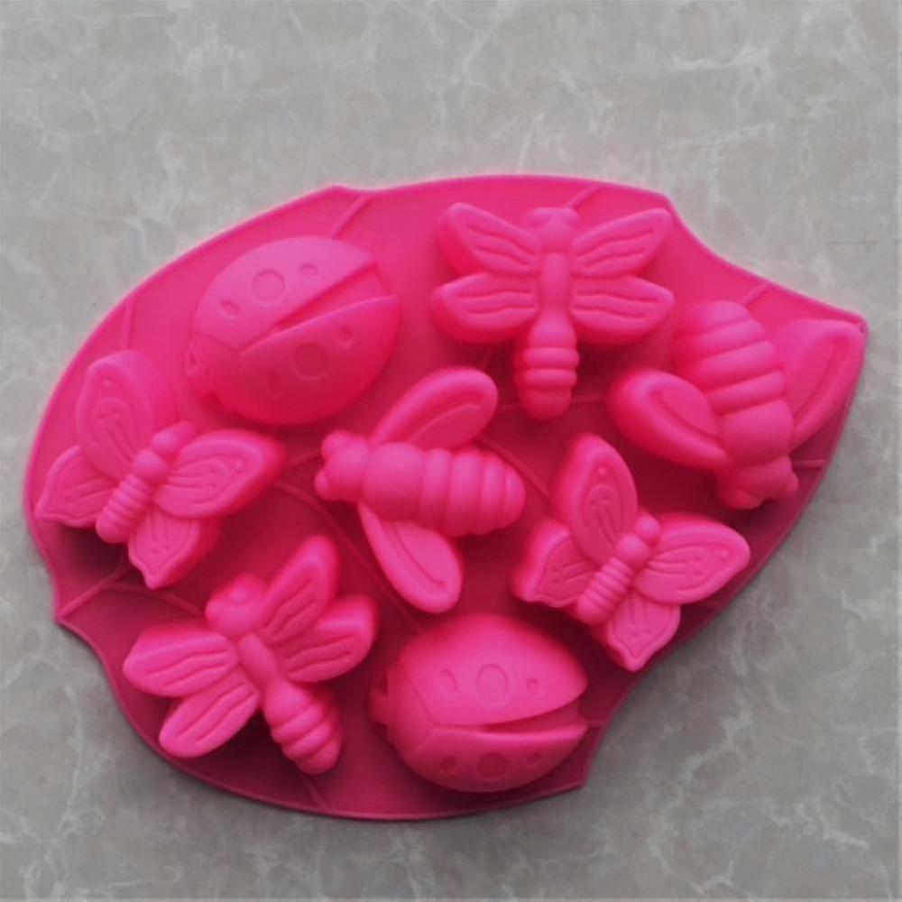 8-hole Flower And Insect Shape Silicone Mold