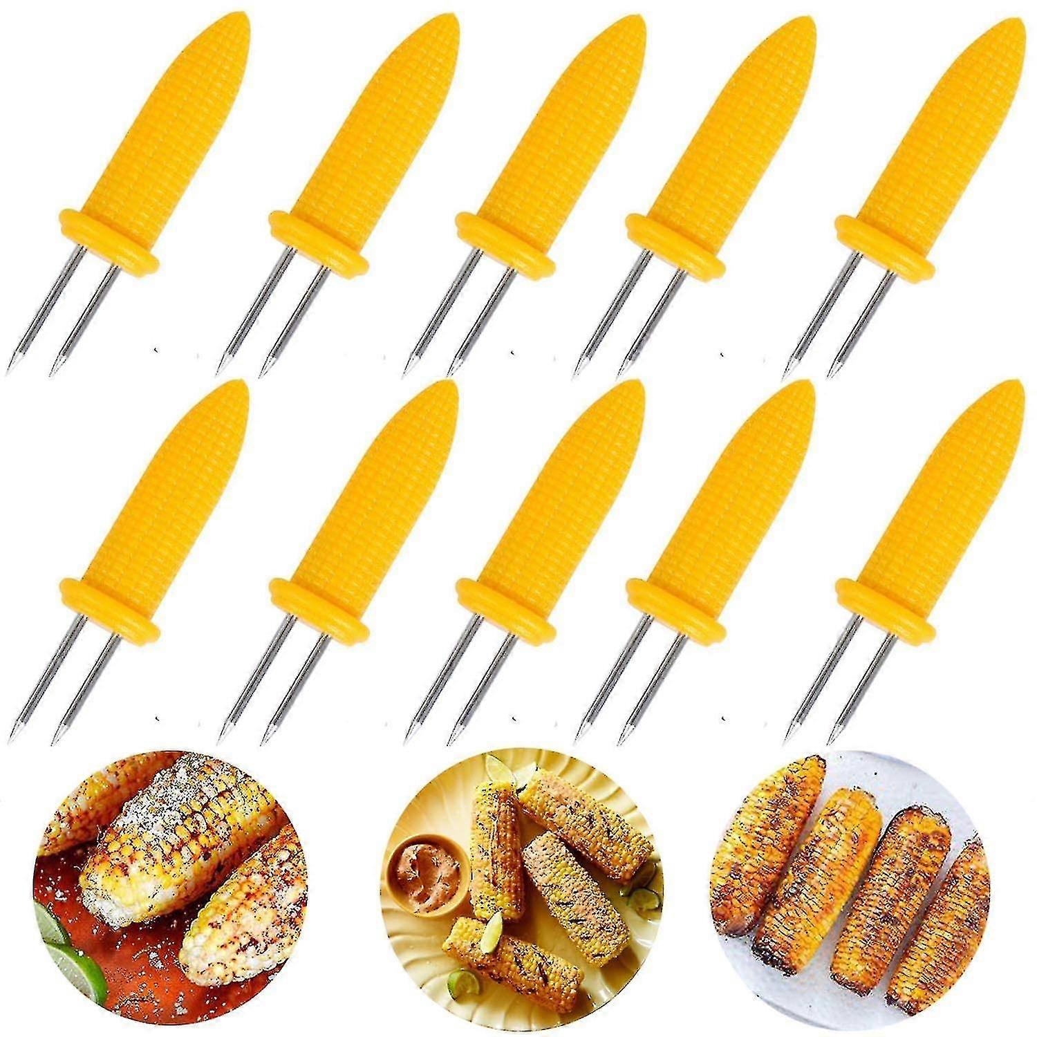10pcs Corn Holders,stainless Steel Corn Fork For Bbq Sweetcorn Holders