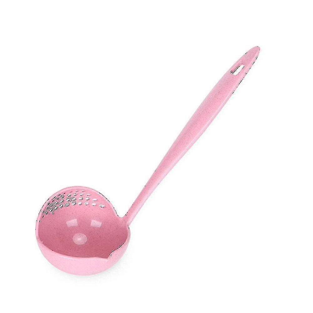 10pcs Wheat Straw Soup Spoon With Filter Long Handle Colander Home Strainer Dinnerware Cooking