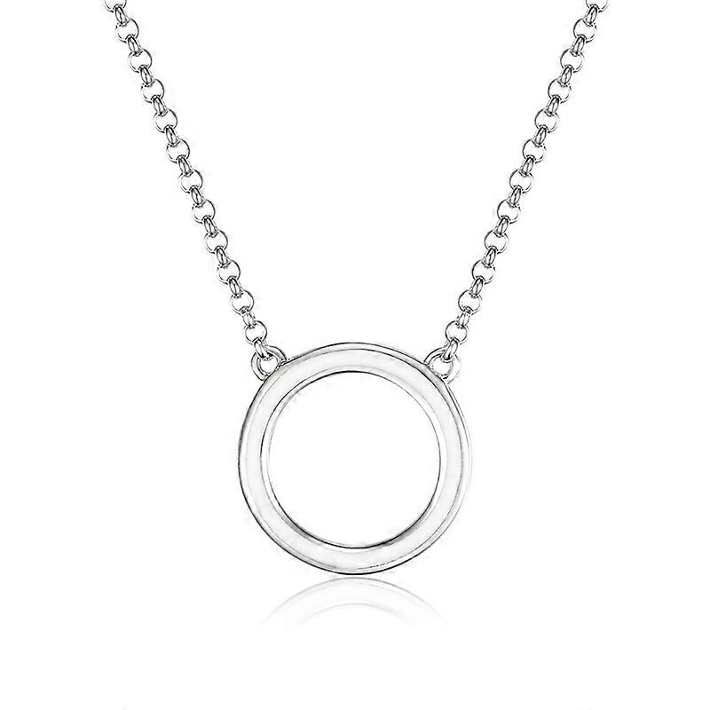 Open Circle Necklace in Sterling Silver, 18" + 2"