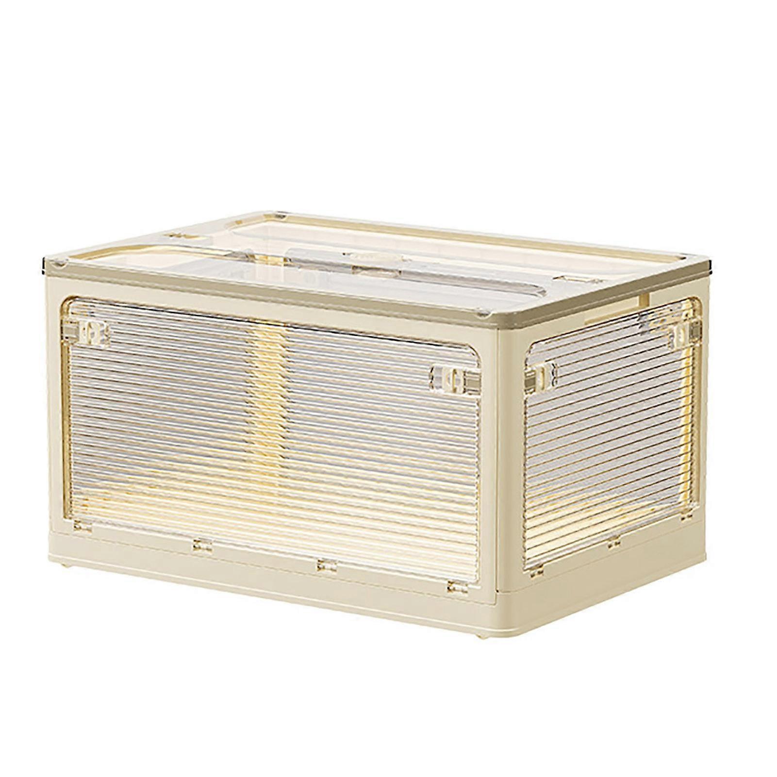 Foldable Storage Box Transparent Baffle Closet Organizer Large Capacity Portable Plastic Stackable Storage Cabinet with Lids