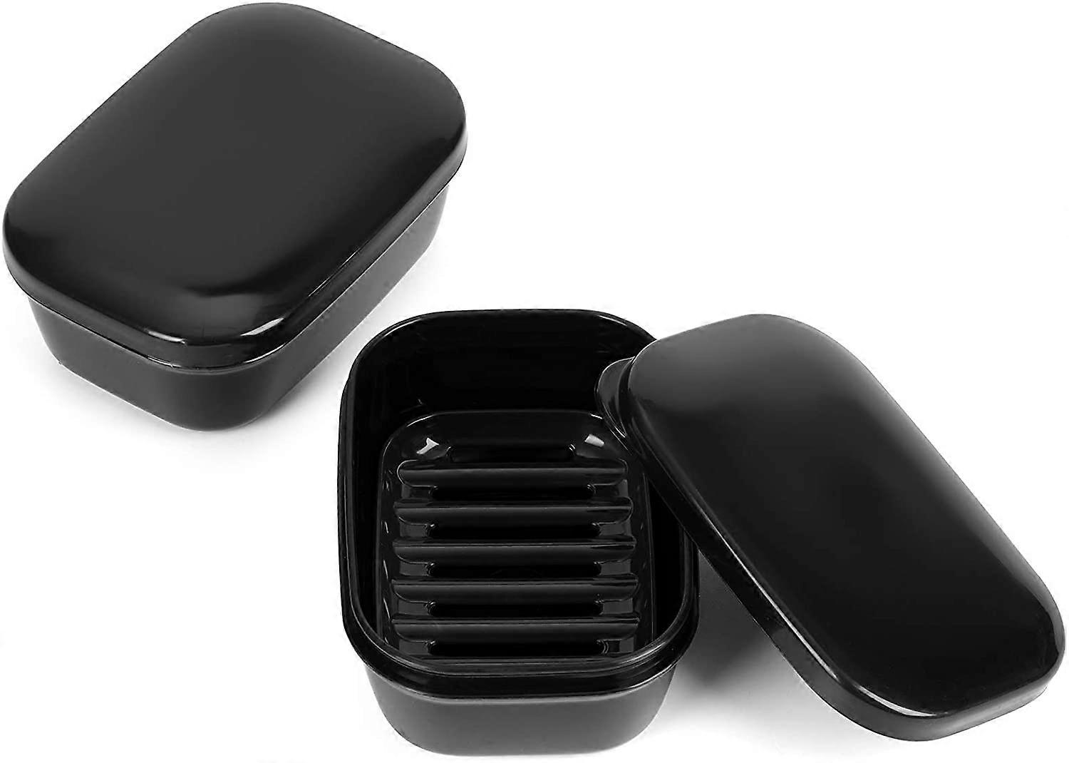 Reiszeephouder, 2 stuks draagbare zeepbakje Zeepspaarder voor Camping Gym Travel (zwart)