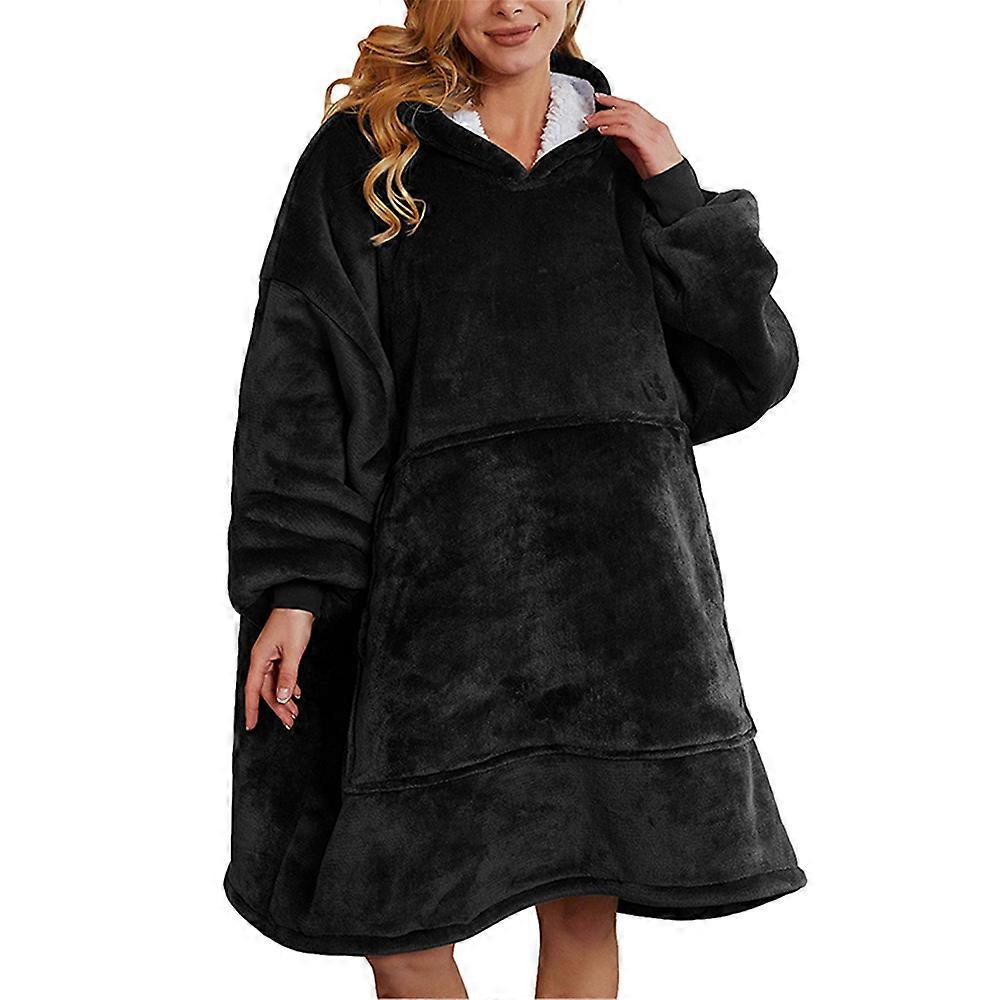 Sudadera con capucha Sherpa Sudadera Manta, Manta de felpa con capucha, Sudadera con capucha de gran tamaño Sudadera con capucha Sudadera con capucha de moda para damas Negro