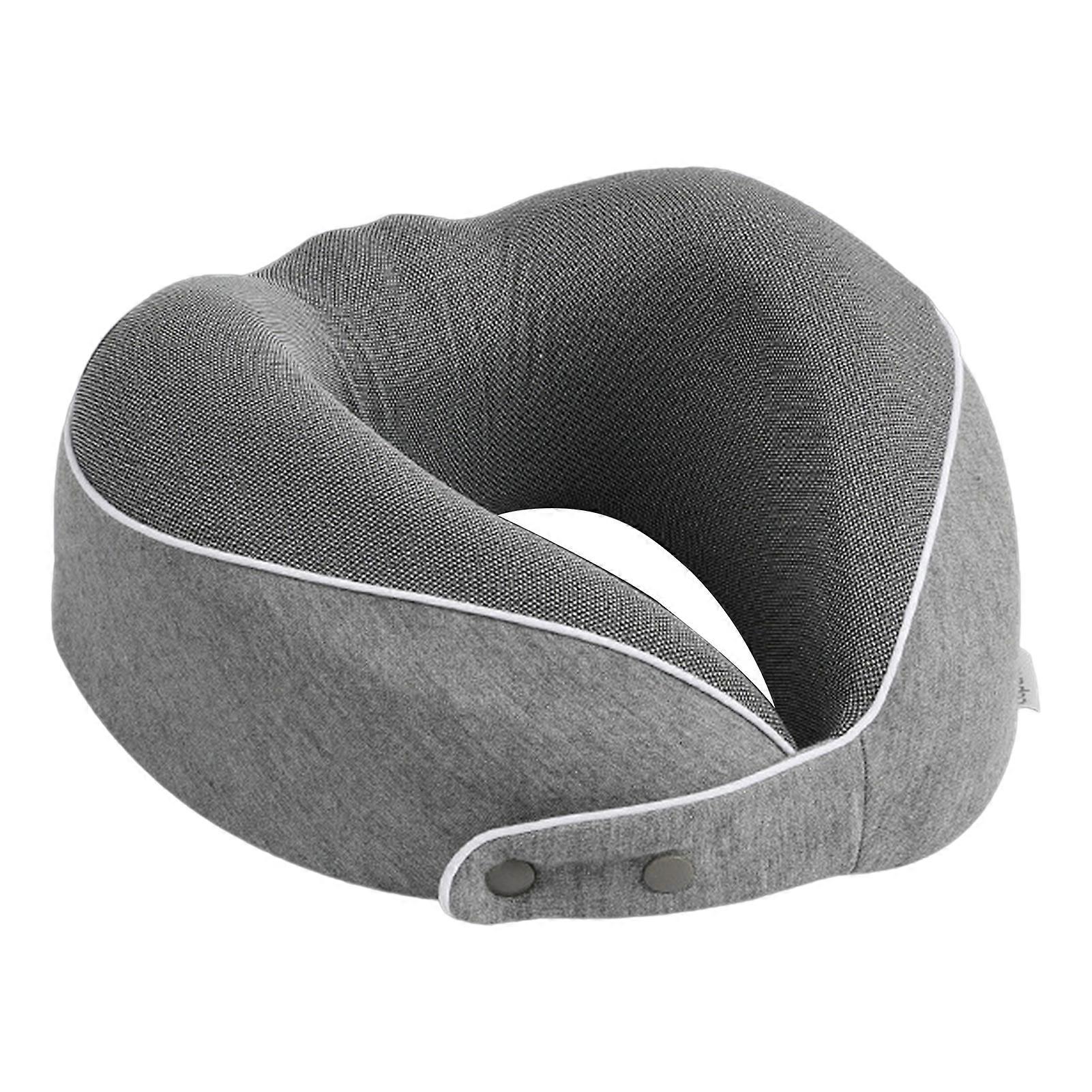 1 Set Neck Pillow Slow Rebound Full Filling Invisible Zipper Button Closure U Shaped Ergonomic Curve Travel Pillow Travel Accessory KAESI