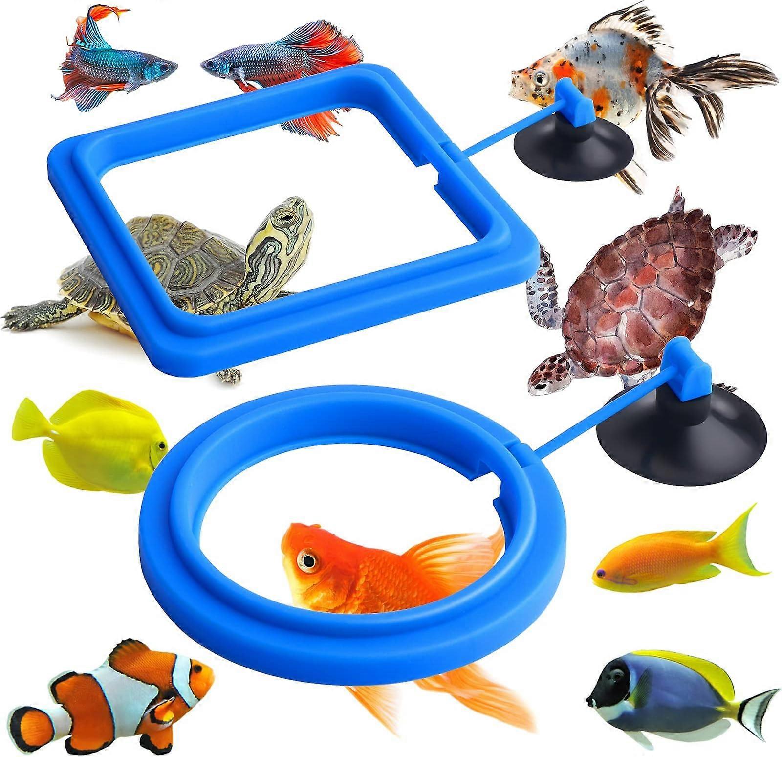 Fish Feeding Ring,2 PCS Aquarium FisH Feeder,Fish Feeder(Blue)