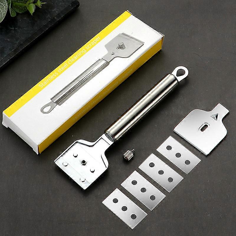 STAINLESS STEEL Scraper for Ceramic Hob - High Quality Scraper with 4 Spare Blades - Scraper for Windows, Stickers and Hobs
