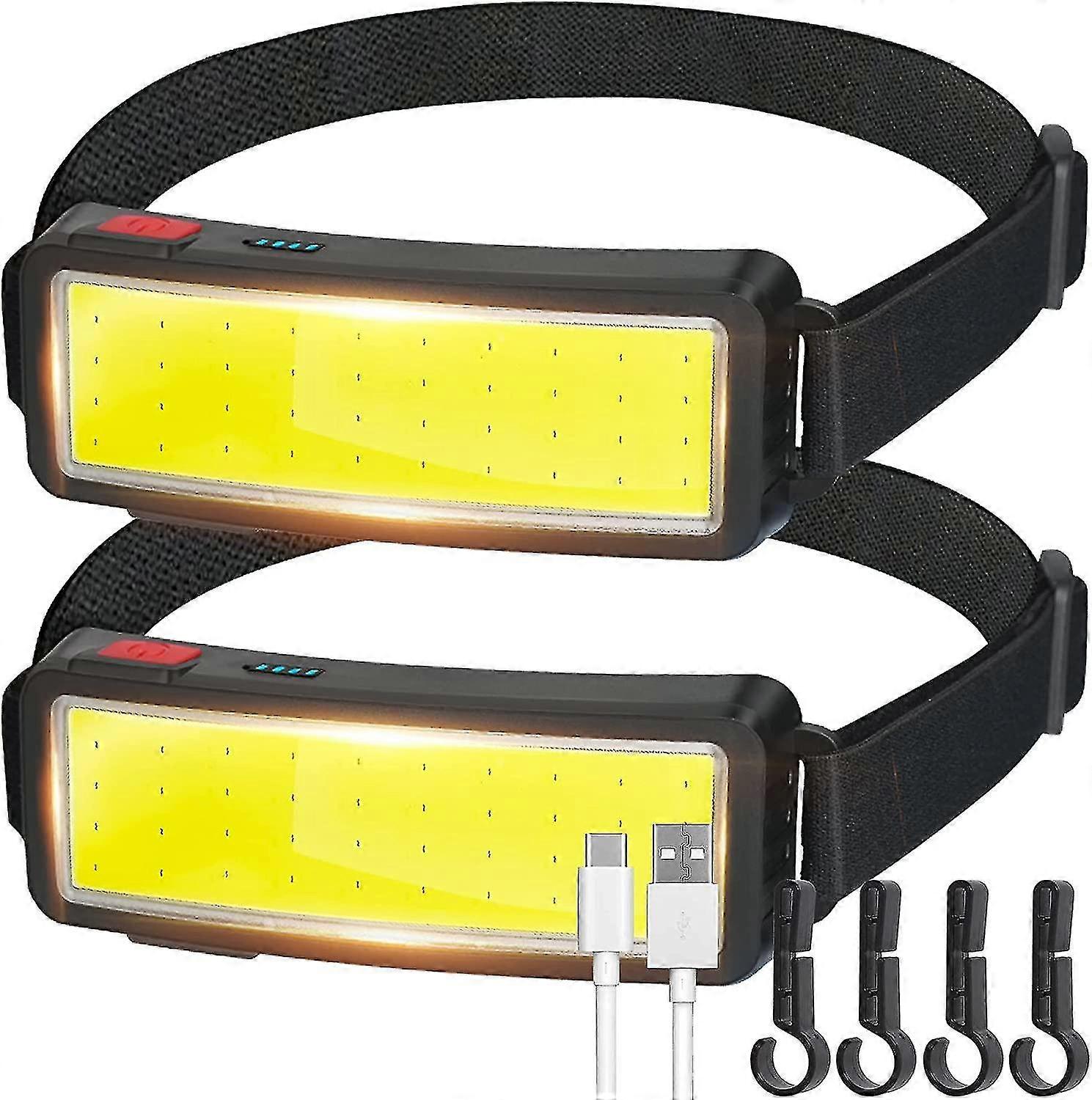 Cob Led Headlamp, Powerful Usb Rechargeable Head Torch, Waterproof Headlight