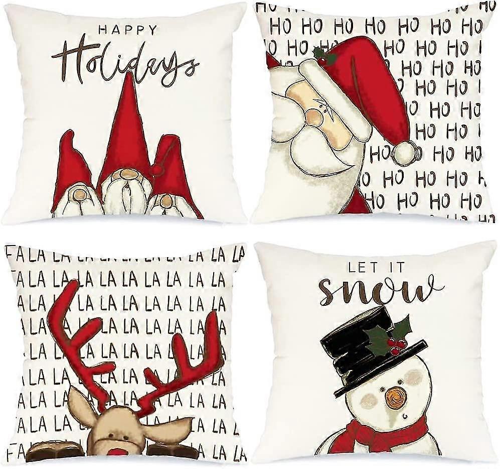 4-piece Cushion Cover With A Christmas Moose Pattern