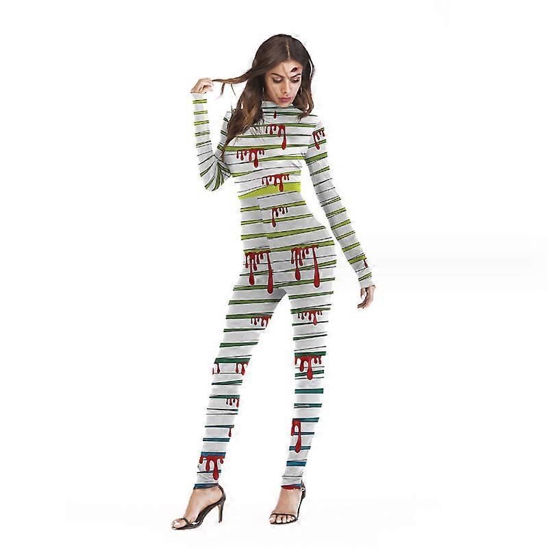 Womens 3D Skeleton Halloween Costumes Cosplay Jumpsuit Bodysuit