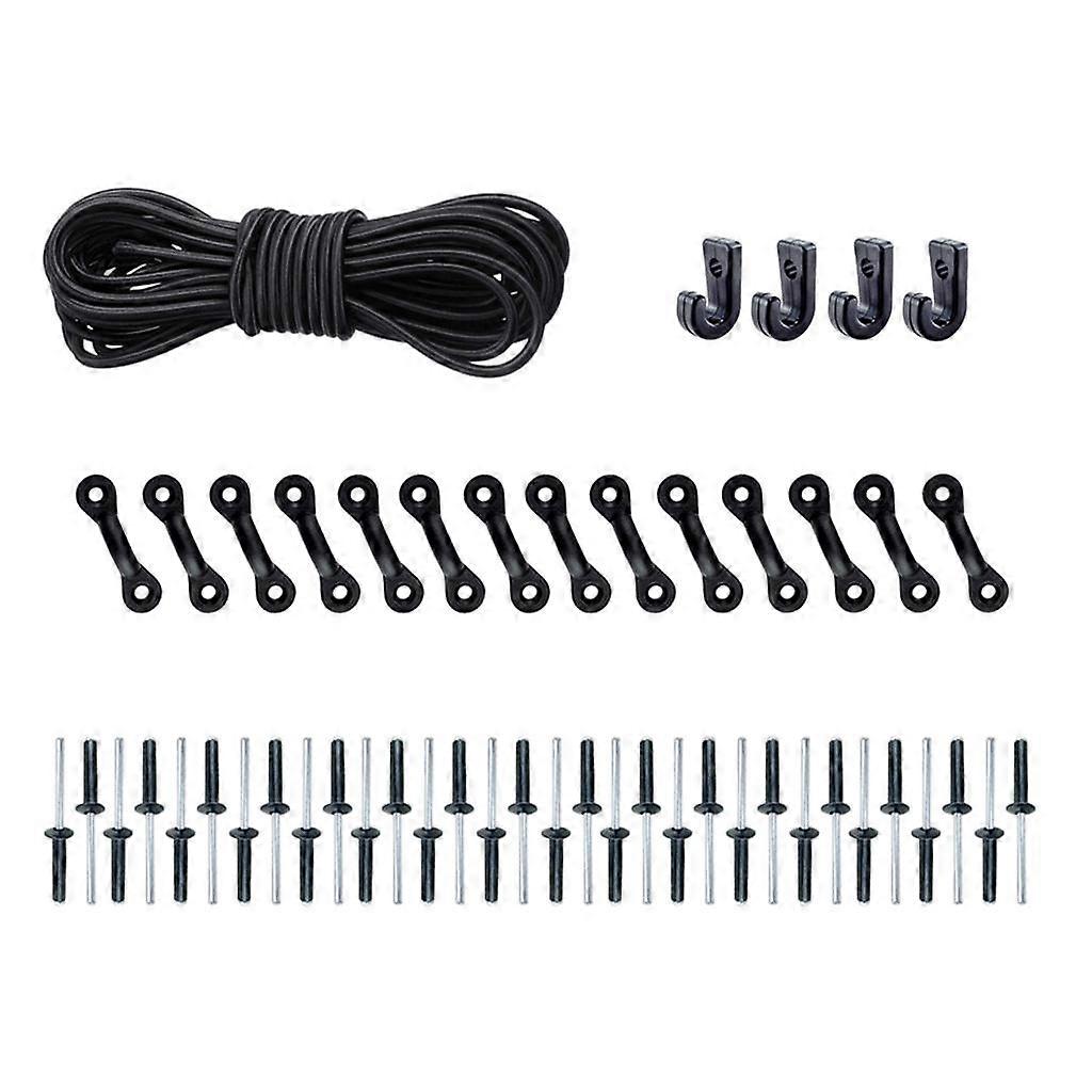 Kayak Deck Rigging Kit: Bungee Cord + J Hooks + Tie Down Pad Eyes + Rivets