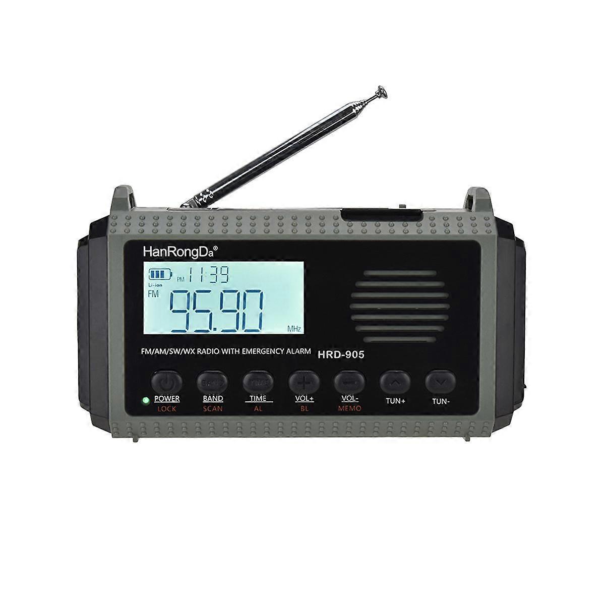 -905 Fm Multiband Radio Portable Charging Bank Supporting Solar Charging Lighting Portable Radio S