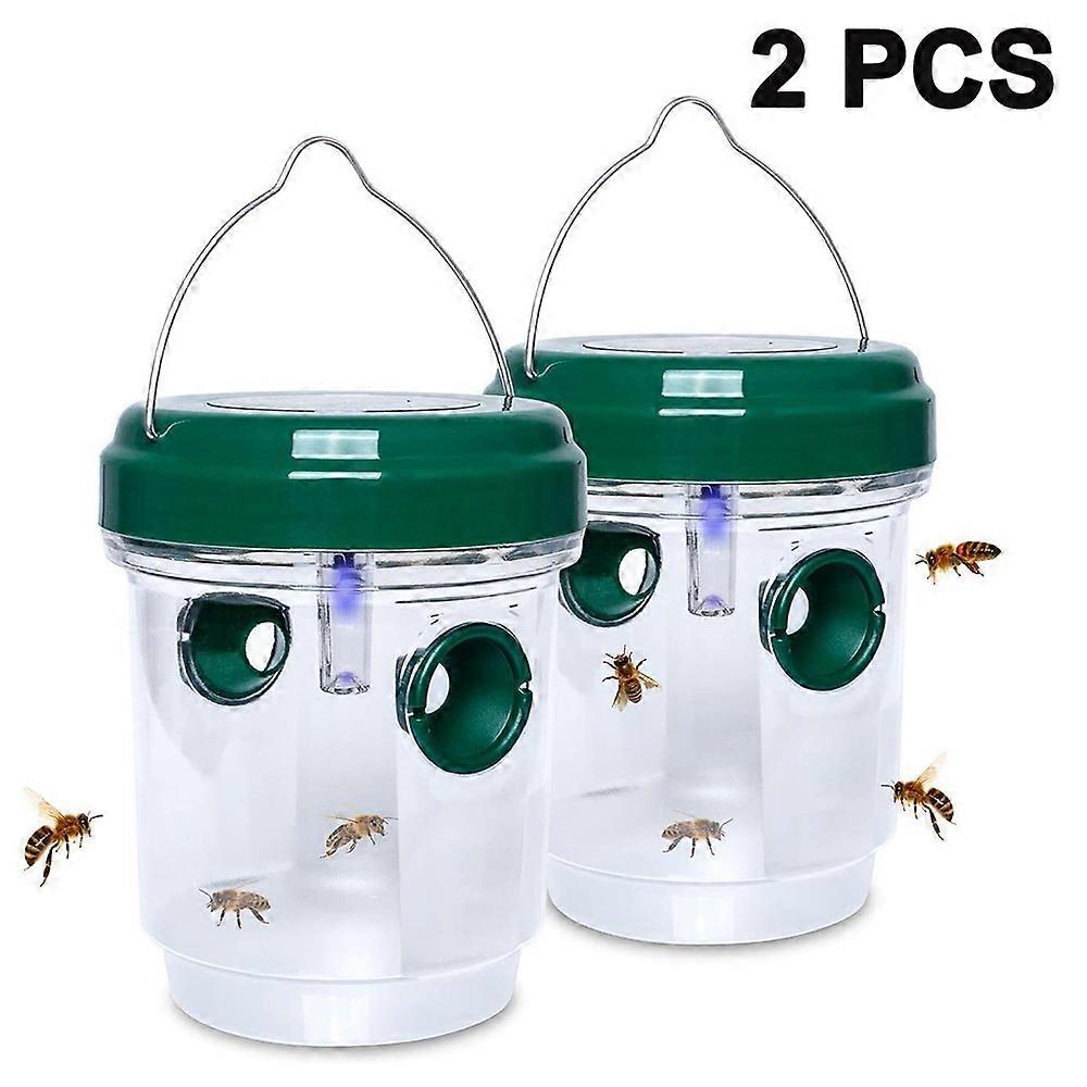 2 Pack Solar Wasp Traps Hanging, Solar Powered Wasp Killer