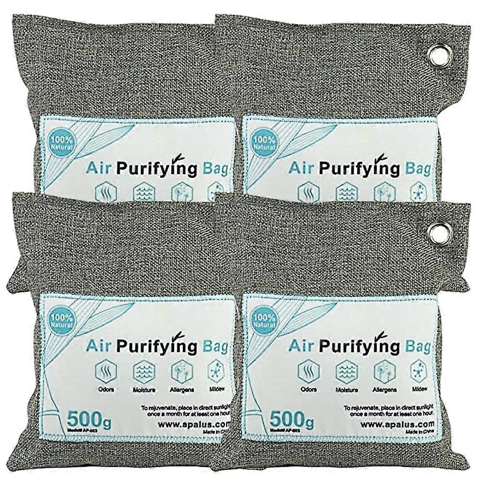 Bambus Charcoal Luftrensende Poser - 500g*4, Lugt- og Fugtfjerner