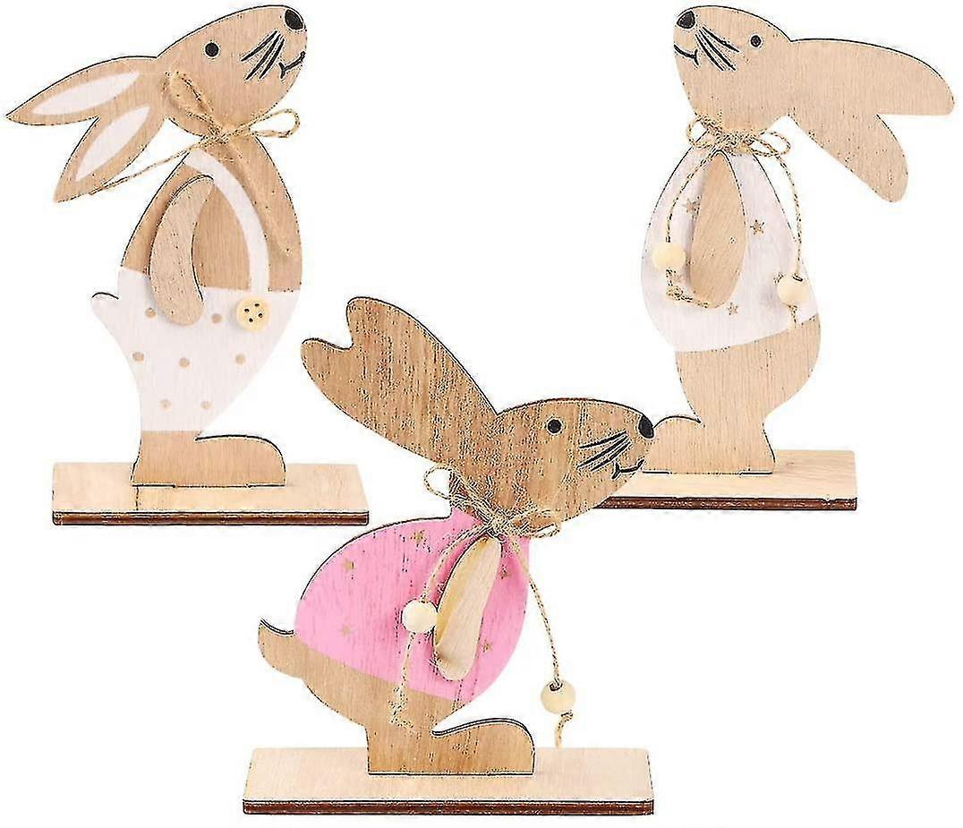 Easter Decoration, Easter Bunny Decoration, 3pcs Wooden Easter Bunny Easter Decorations