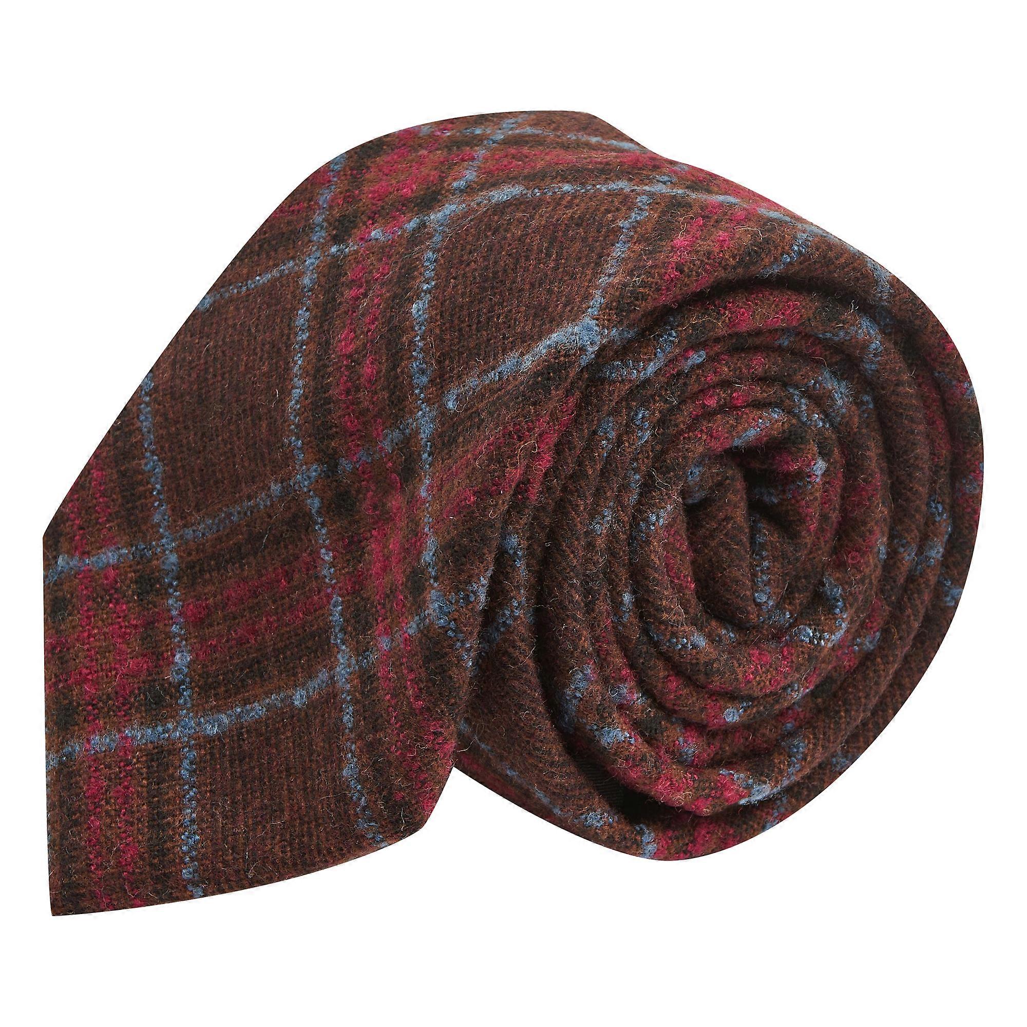 Rust Brown & Red Check Tie
