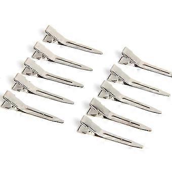 100 Pack Single Prong Pin Curl Duckbill Clips, argento Setting Section Hair Clips Metal Alligator Clips For Hair Extensions