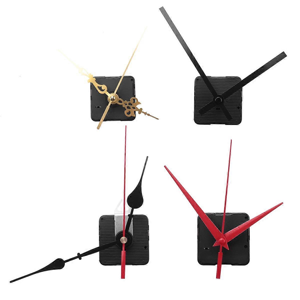 4Pcs Long Shaft Quartz Clock Movement Mechanism Motor Kit with 6 Pair Different Clock Repair Parts Replacement