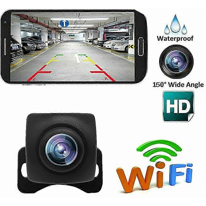Telecamera di retromarcia WiFi per montaggio su veicolo Grandangolo Starlight Visione notturna Specchietto retrovisore elettronico Monitoraggio in tempo reale Videocamera nera
