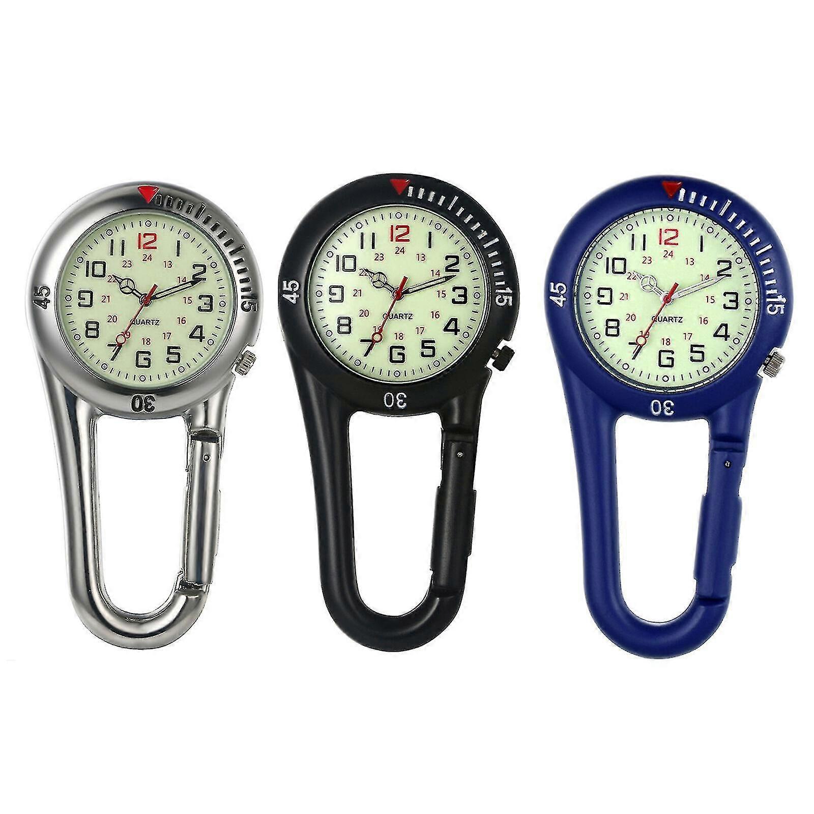 Unisex Black Clip On Carabiner Luminous Fob Digital Sports Watches For Doctors Nurses Hikers Size 1.57