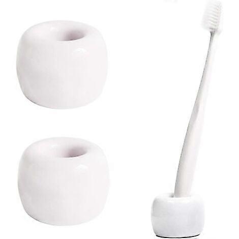 2 Mini Handmade Ceramic Toothbrush Storage Box (White)
