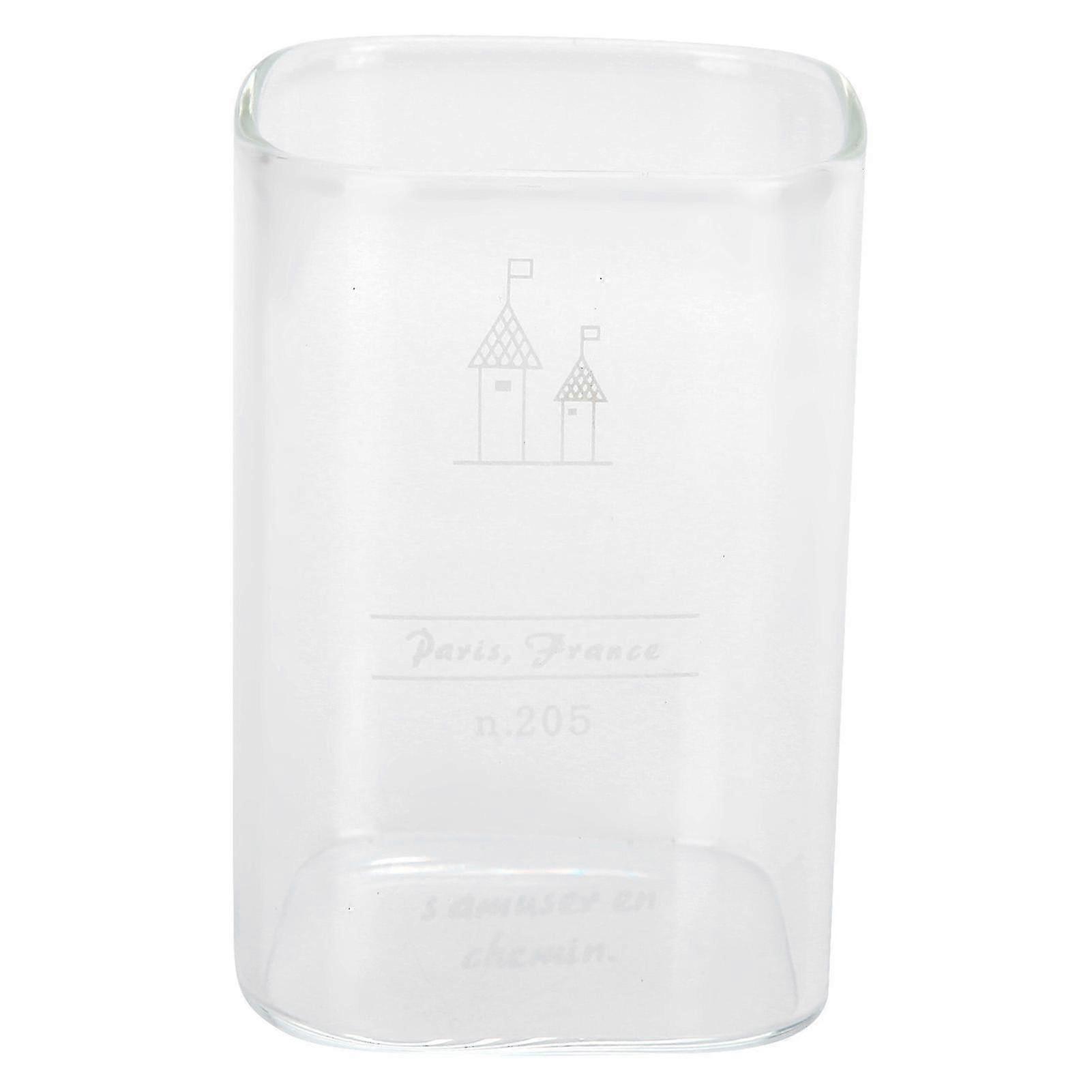 240ml Heat-Resistant Square Glass Water Cup - Castle Pattern