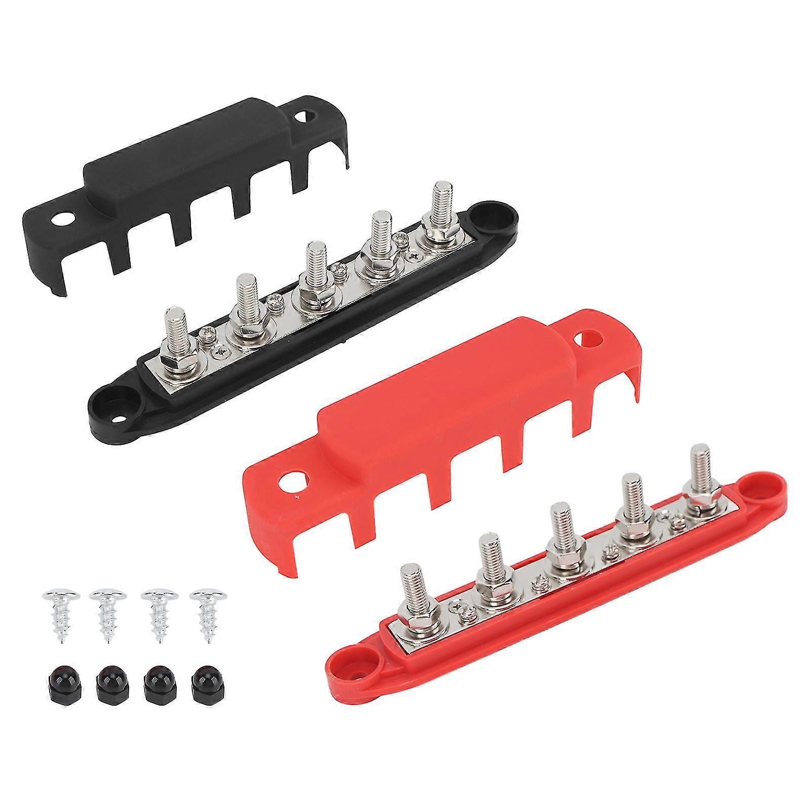Black and Red M8 High Current Wiring Stud - 1 Pair, Flame Retardant Power Distribution Block for Cars and Boats
