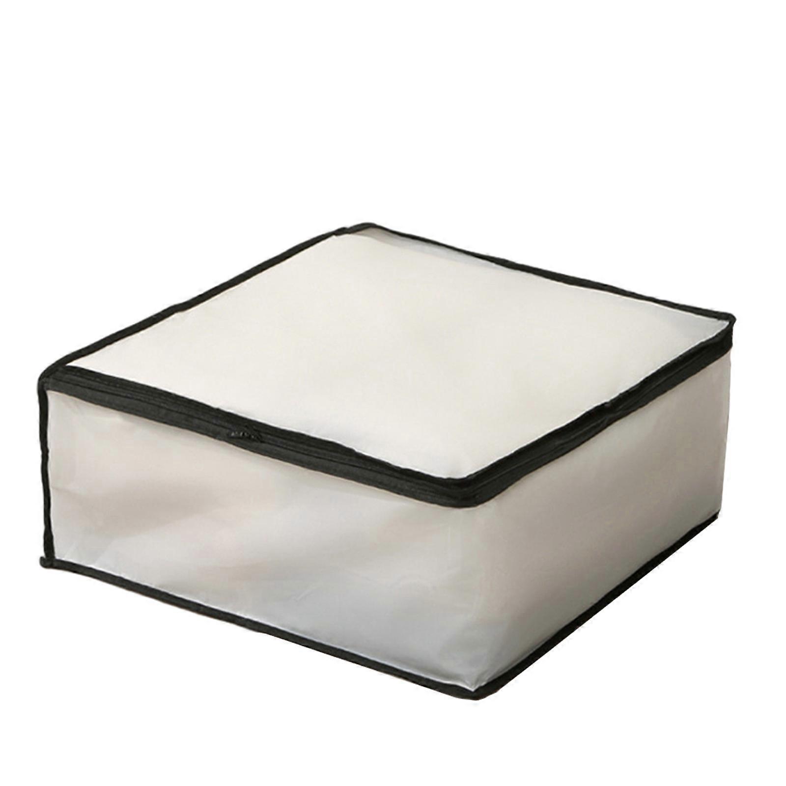 Folding Plastic Storage Box For Storage Under The Bed Odorless Moistureproof Trash Can Suitable For Pillows Coats Blankets White Translucent