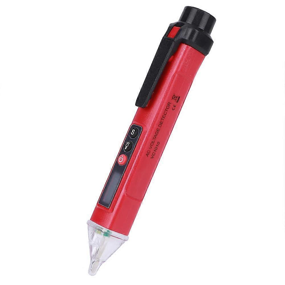 AC12-1000V Digital Voltage Detector Non-Contact Voltage Detector Pen Circuit Detector Test Tool Flashlight Low Battery Indicator (Red+Black)